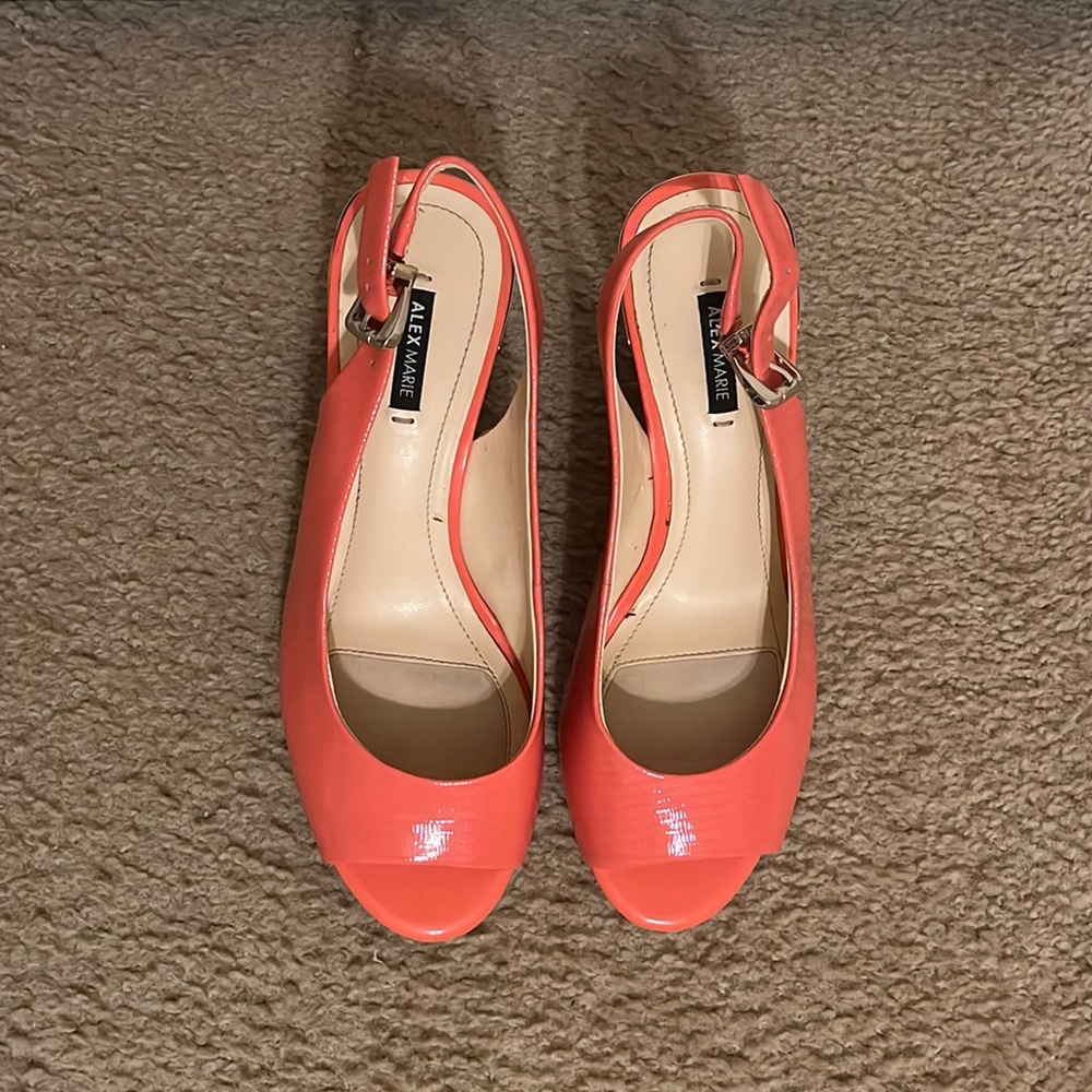 Alex Marie Opened Toe Orange Wedge